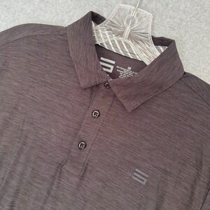 NEW! Three Sixty Six Golf Polo Shirt Mens Medium Dark Gray Stretch Short Sleeve